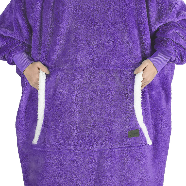 Tirrinia Oversized Wearable Blanket Hoodie Sherpa Fleece for